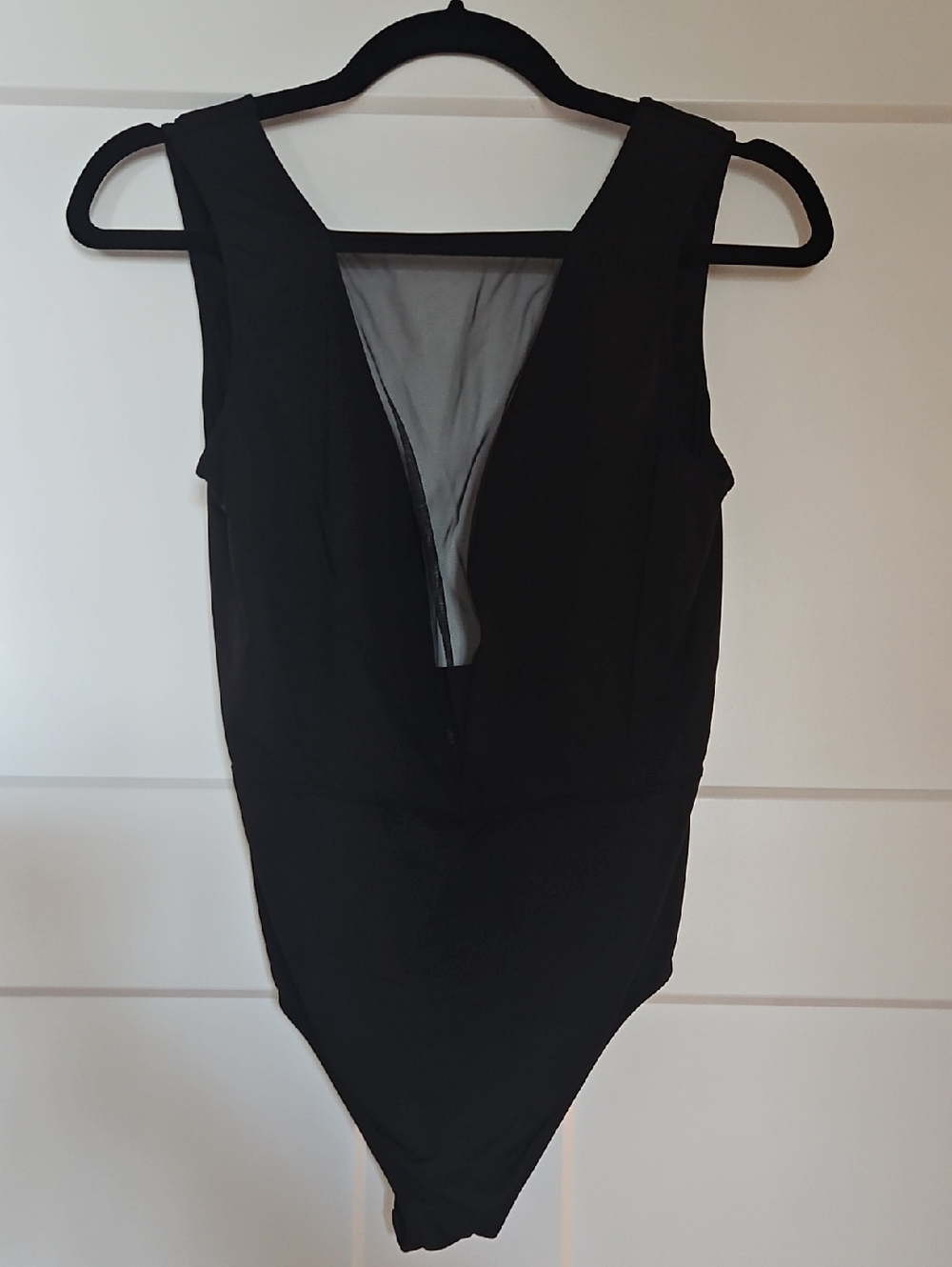 Victoria's Secret Black V-Neck Mesh Inset Bodysuit